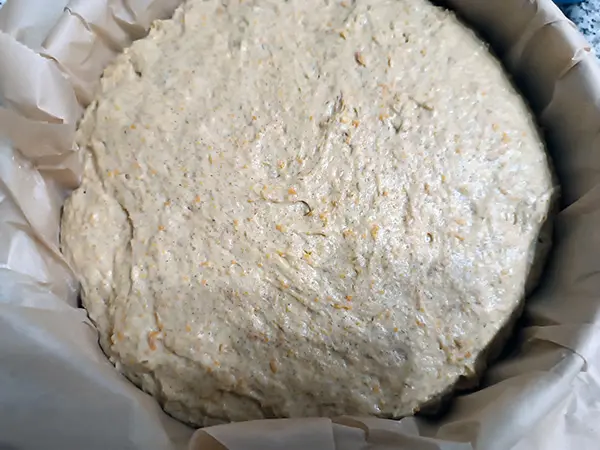 massa de pão rústico de cenoura, maçã e canela pronto para cozer